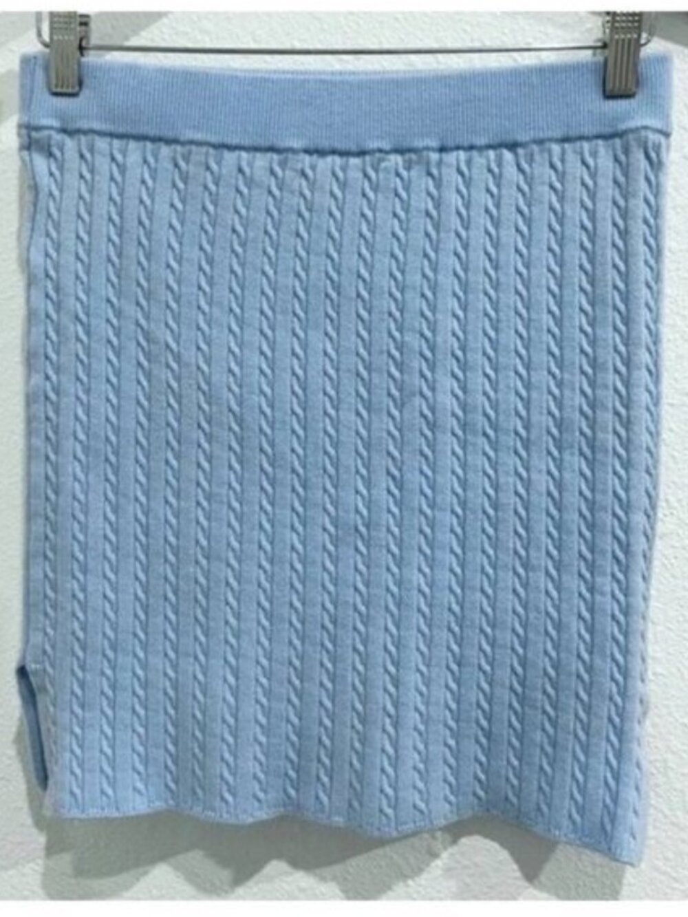 Revolve Cable Knit Blue Mini Skirt Preppy Academia Stretch